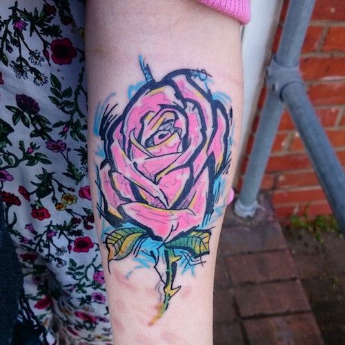 Grafiti Rose Tattoo Design