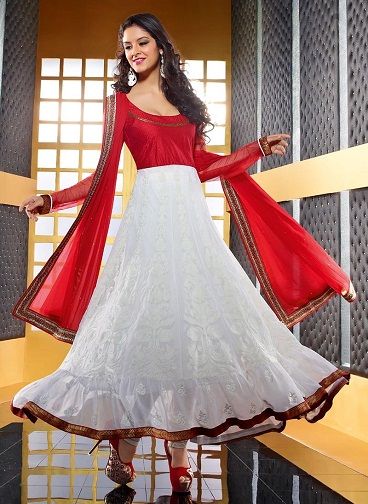 White and Red Salwar Suit