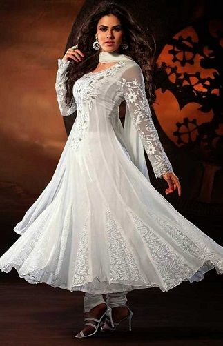 White Georgette Anarkali Salwar Suit
