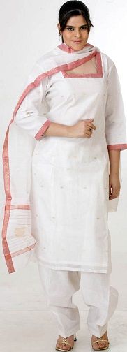 White Chanderi Salwar Suit