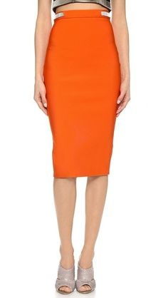 Office wear orange skirt