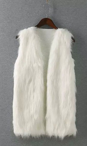 fehér Fur Vest