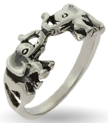Norocos Elephant Sterling Silver Ring
