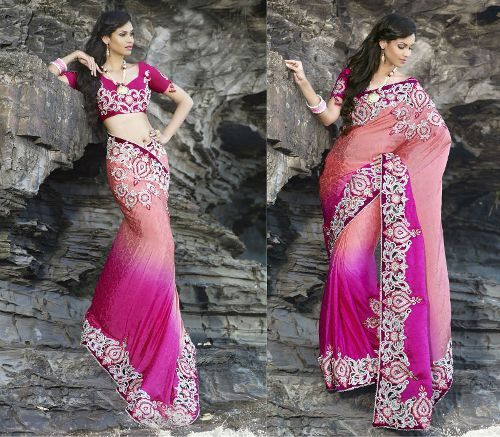 Atspalviai Of Pink Heavy Work Sari 9