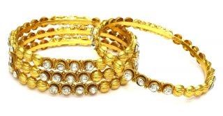Mirror work and Gold Plated Rolled Bangles