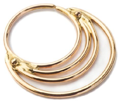 14 K Solid Gold 4 Layer Designer Nose Ring
