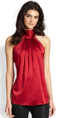 Red Pleated Satin Top