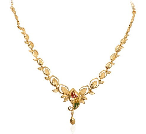  Magnolia Leaf Gold Necklace