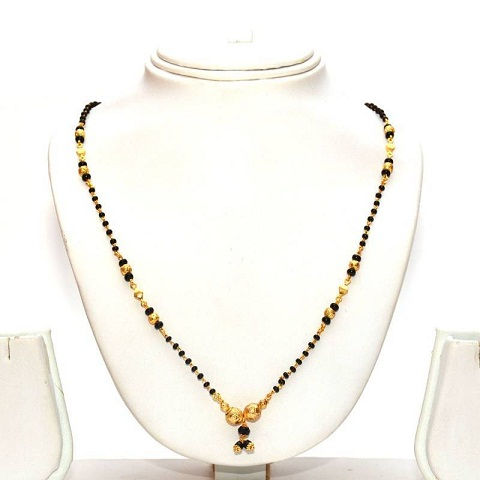 Black Bead Gold Necklace