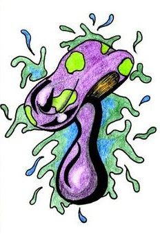 Violet Mushroom Tattoo Design -6