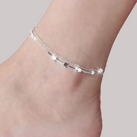inimă Shape Anklet Chain in Silver