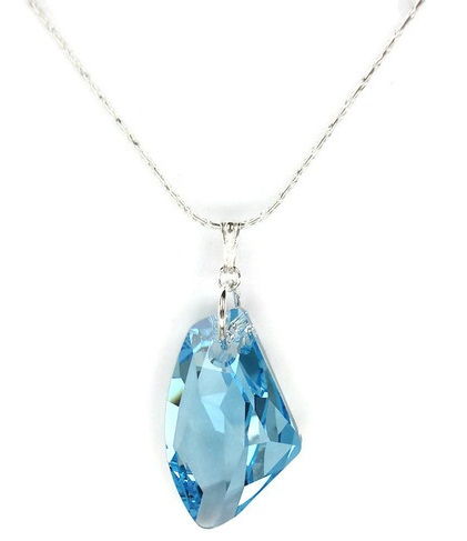 Aquamarine Crystal Silver Necklace