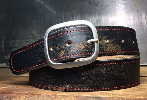 distressed Leather Black Belt