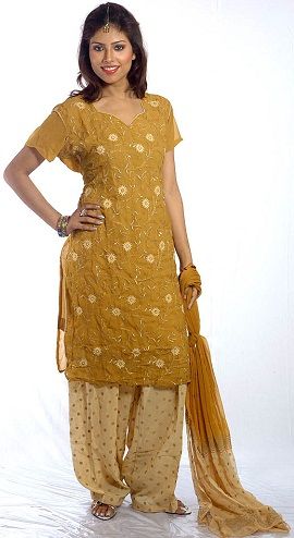 Gold Cotton Salwar Suit