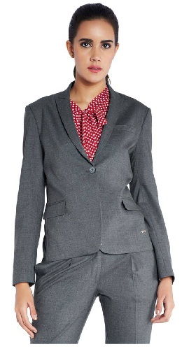 Stop Avenue Gray Solid Fitted Blazer