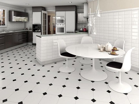 Črna & White kitchen Floor Tile