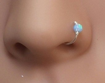 Argint Magnetic Nose Ring with Blue Ball