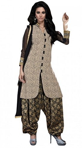 Bhagalpuri Silk Beige Salwar Suit