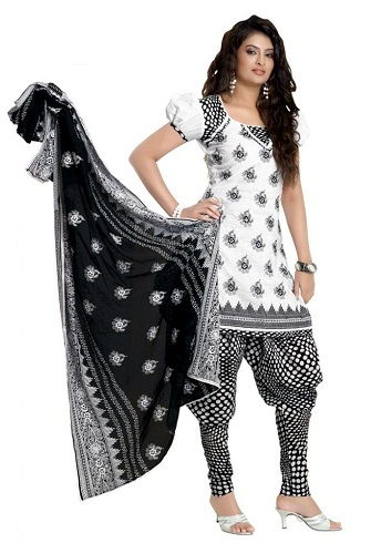 Juoda and white Printed Salwar Suit