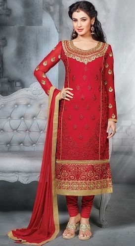 Red Embroidery Salwar Suit Designs