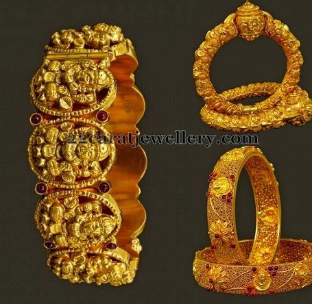 temple-jewellery-bangle-designs-antique-floral-pattern-temple-kada