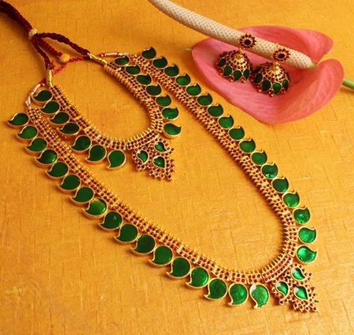 Artificial Ruby Temple Jewellery Set