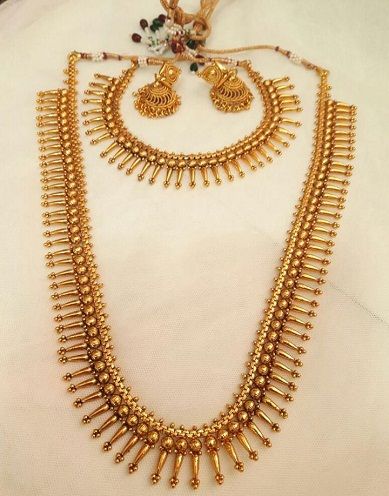 Artificial Long Style Temple Jewellery Necklace Set
