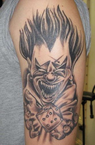Evil clown tattoo design