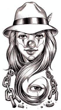 Fată Clown tattoo design