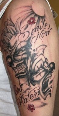 Fericit and Sad Clown face tattoo design