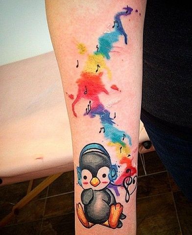 Muzical Penguin Tattoo