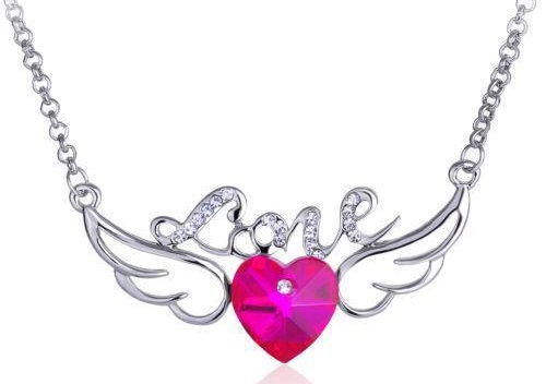 Rožinis Gemstone heart necklace