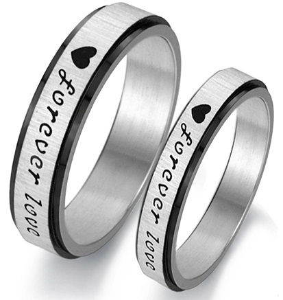 Cuplu Ring Set in Black & Silver