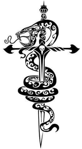 gótikus tribal tattoo design with the snake