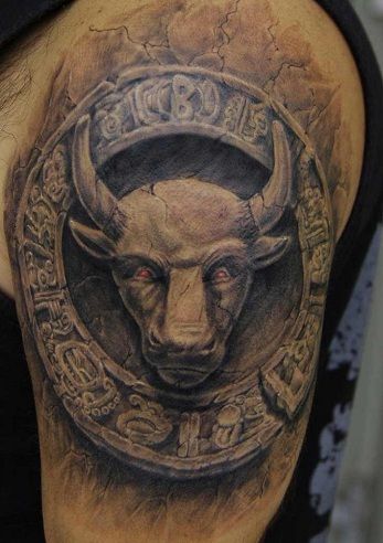 Akmuo Work Bull Tattoo Design