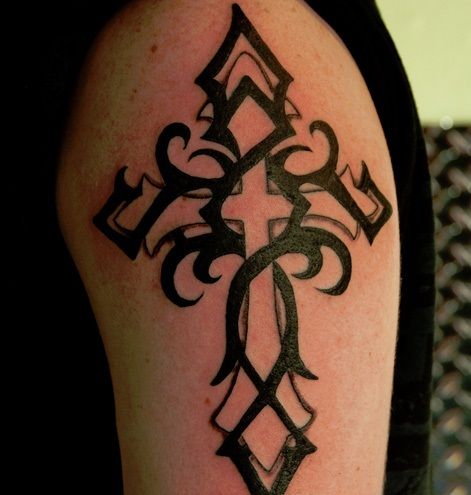 Tribal Cross structure Tattoo