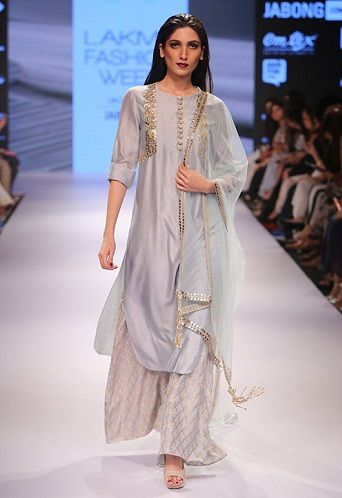 Palazzo Style Silver Salwar Suit