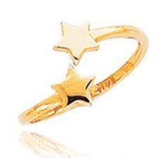 Star Embossed Gold Toe Ring
