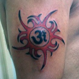 Tribal Sun Tattoo with center Om Symbol