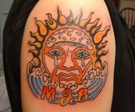 3D tribal sun tattoo on Shoulder