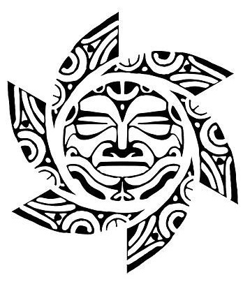 Gentis face inked tribal Sun tattoo