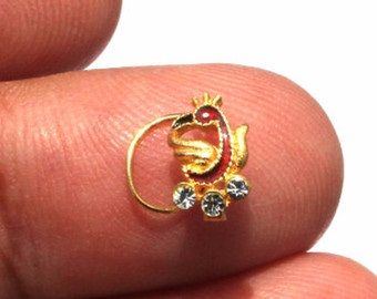 Designer Gold Vermeil Nose Pin with Zircon Stone