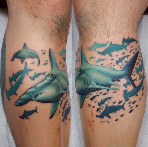 Mėlyna ink Shark Tattoo