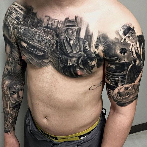 Impressive Gangster Tattoo Design