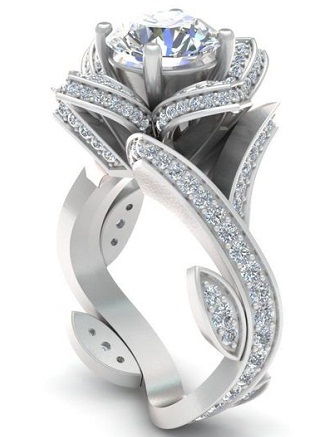 Rose Designer Platinum Diamond Ring