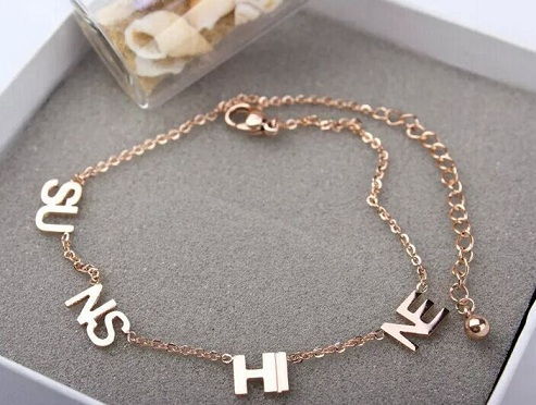 Rose Gold Plated Anklets with Letters