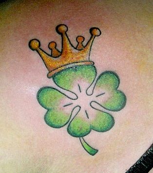 Shamrock flower with the crown tattoo design