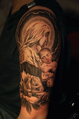 Širdis touching Mary Tattoos