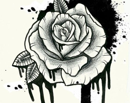 Spectaculos Rose Tattoo Design in Gothic