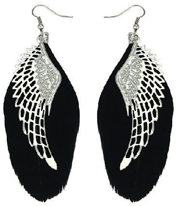 a blue feather earrings